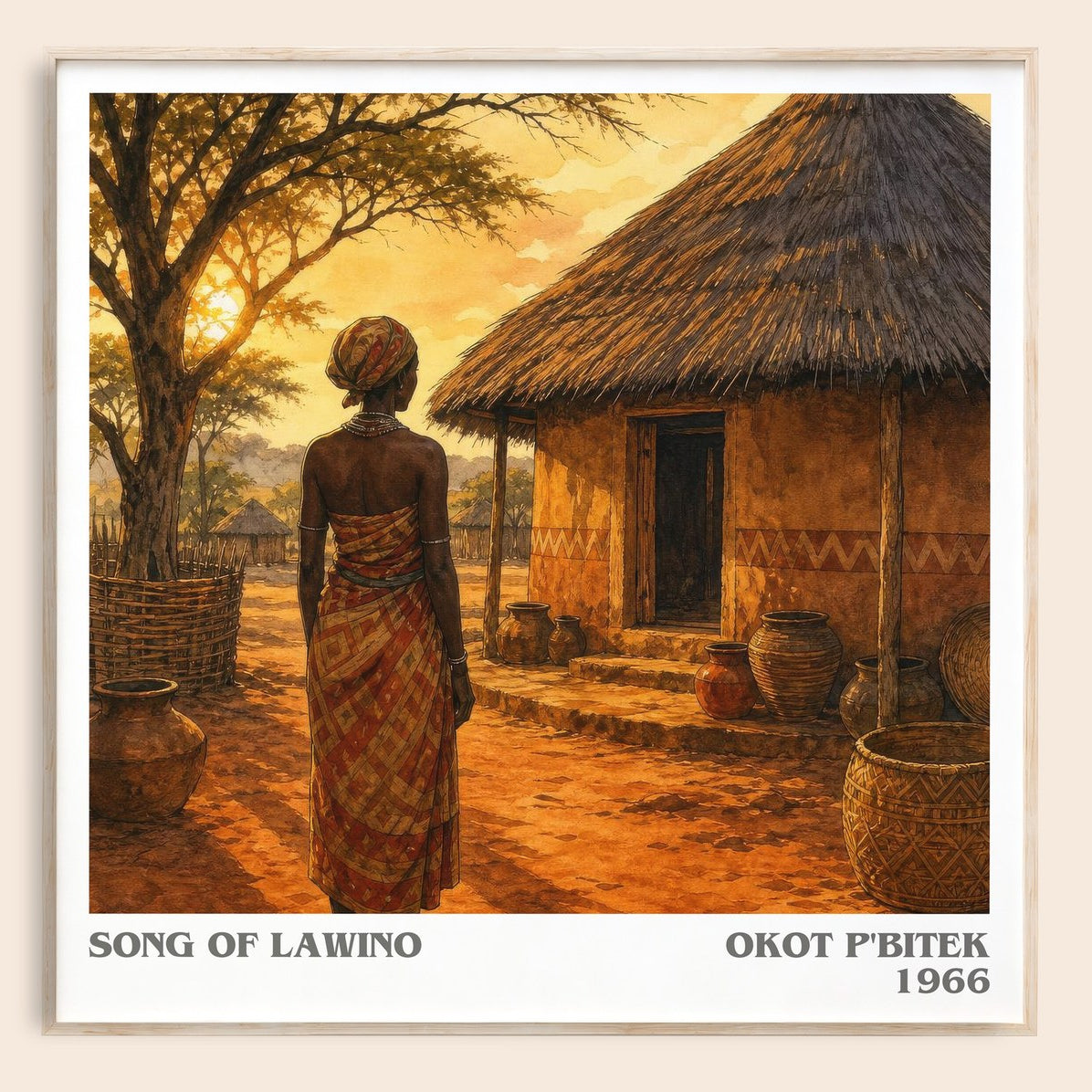 Song Of Lawino literary book poster by Okot P'Bitek – framed literary art print