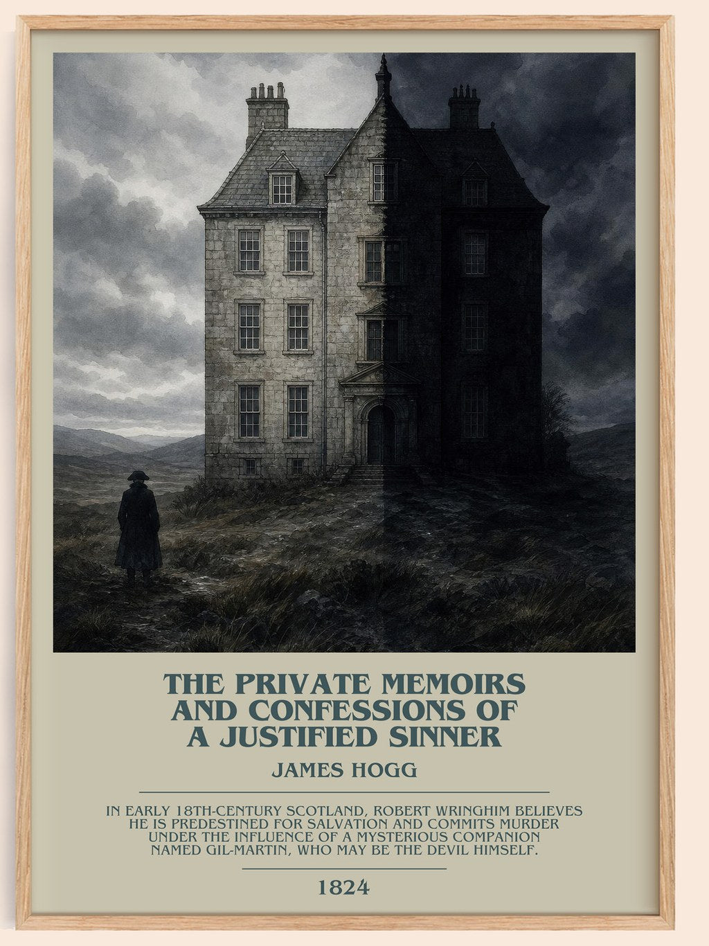 The Private Memoirs and Confessions of a Justified Sinner bookish book poster by James Hogg – framed literary art print