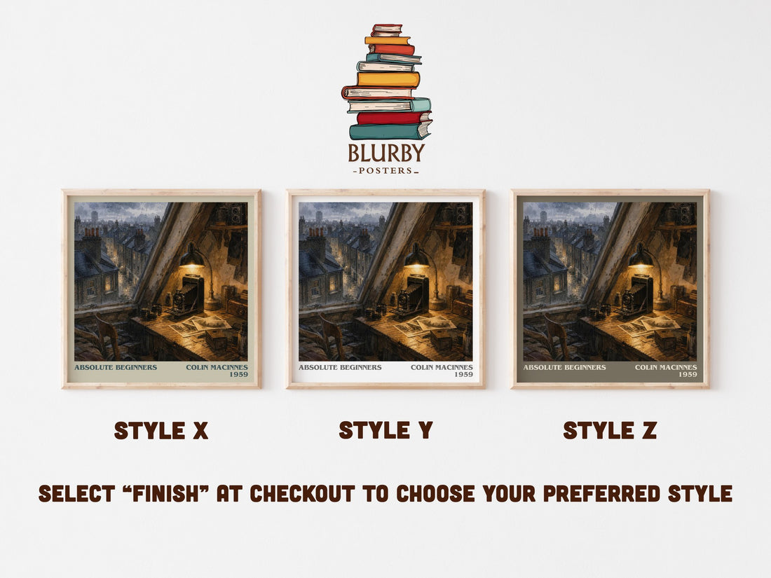 Absolute Beginners literary print framed by window – literary home decor