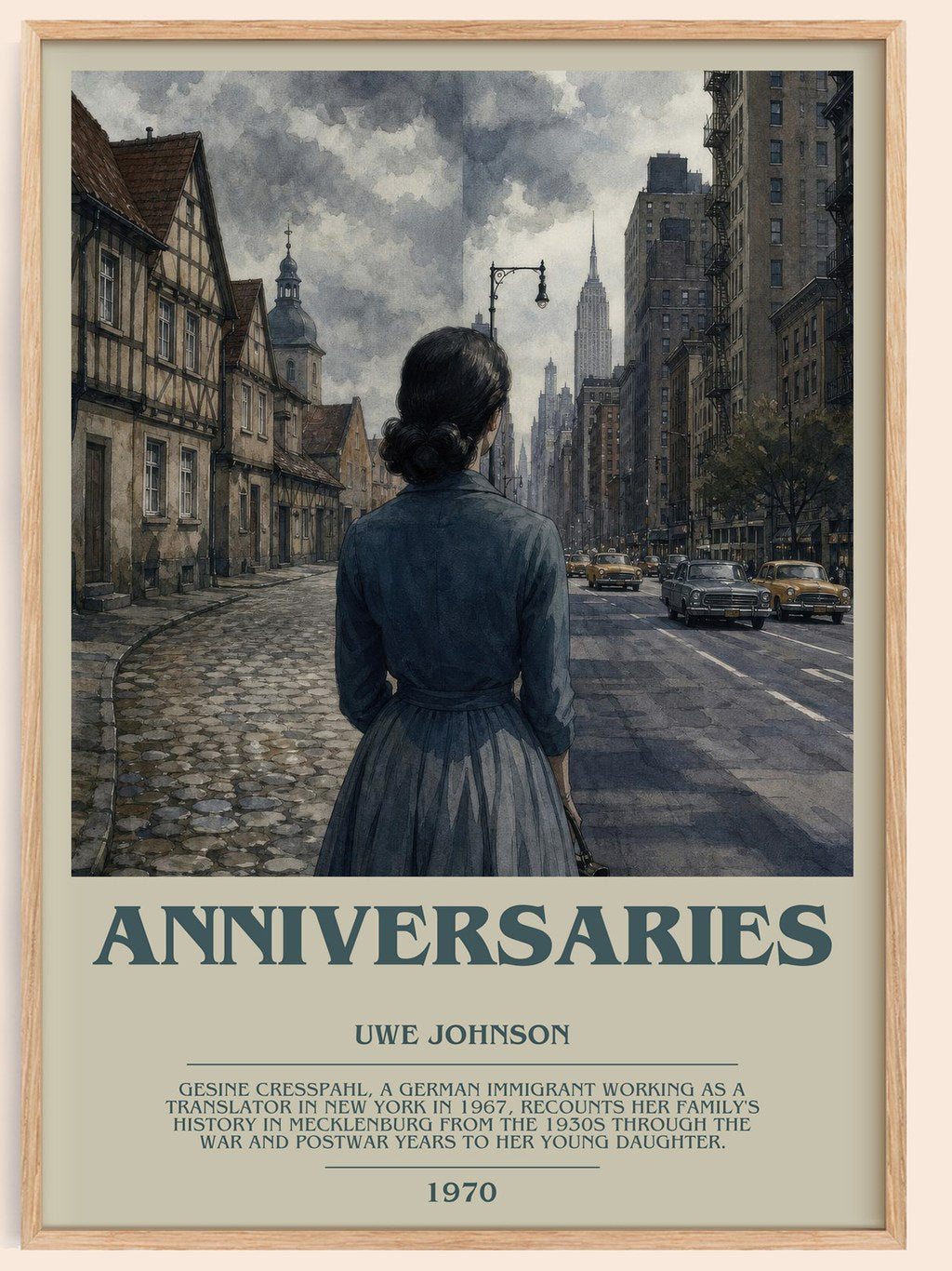 Anniversaries bookish book poster by Uwe Johnson – framed literary art print