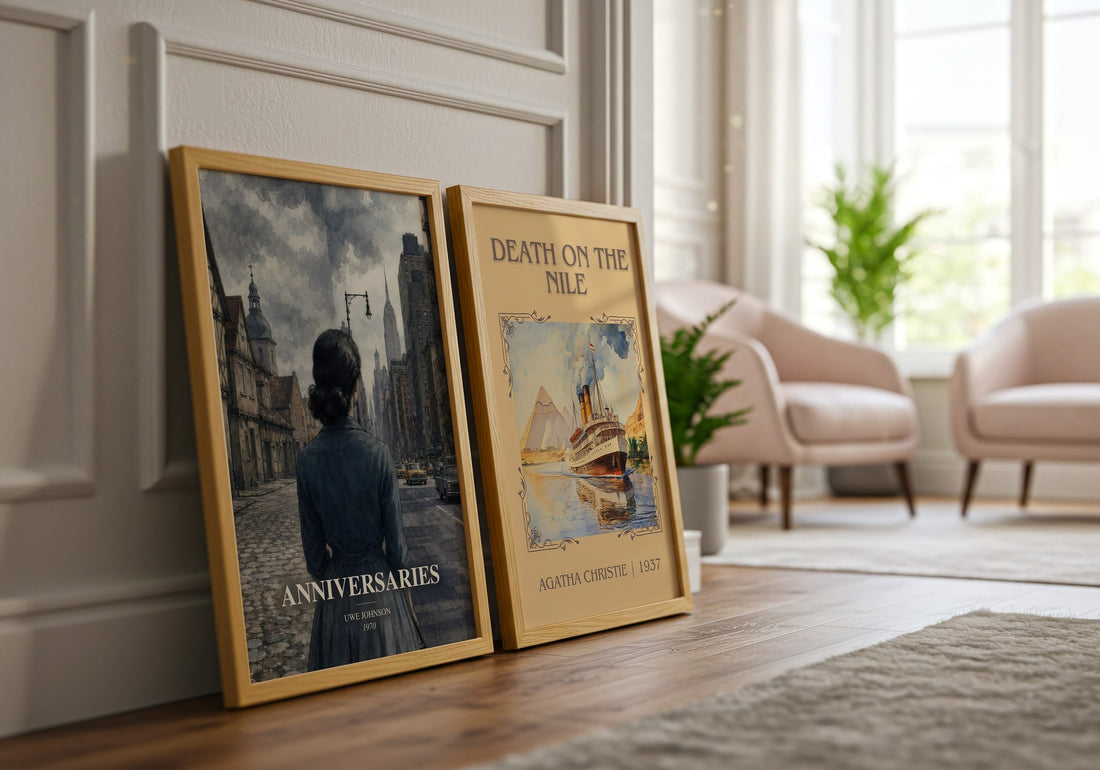 Anniversaries watercolour print framed by window – literary home decor