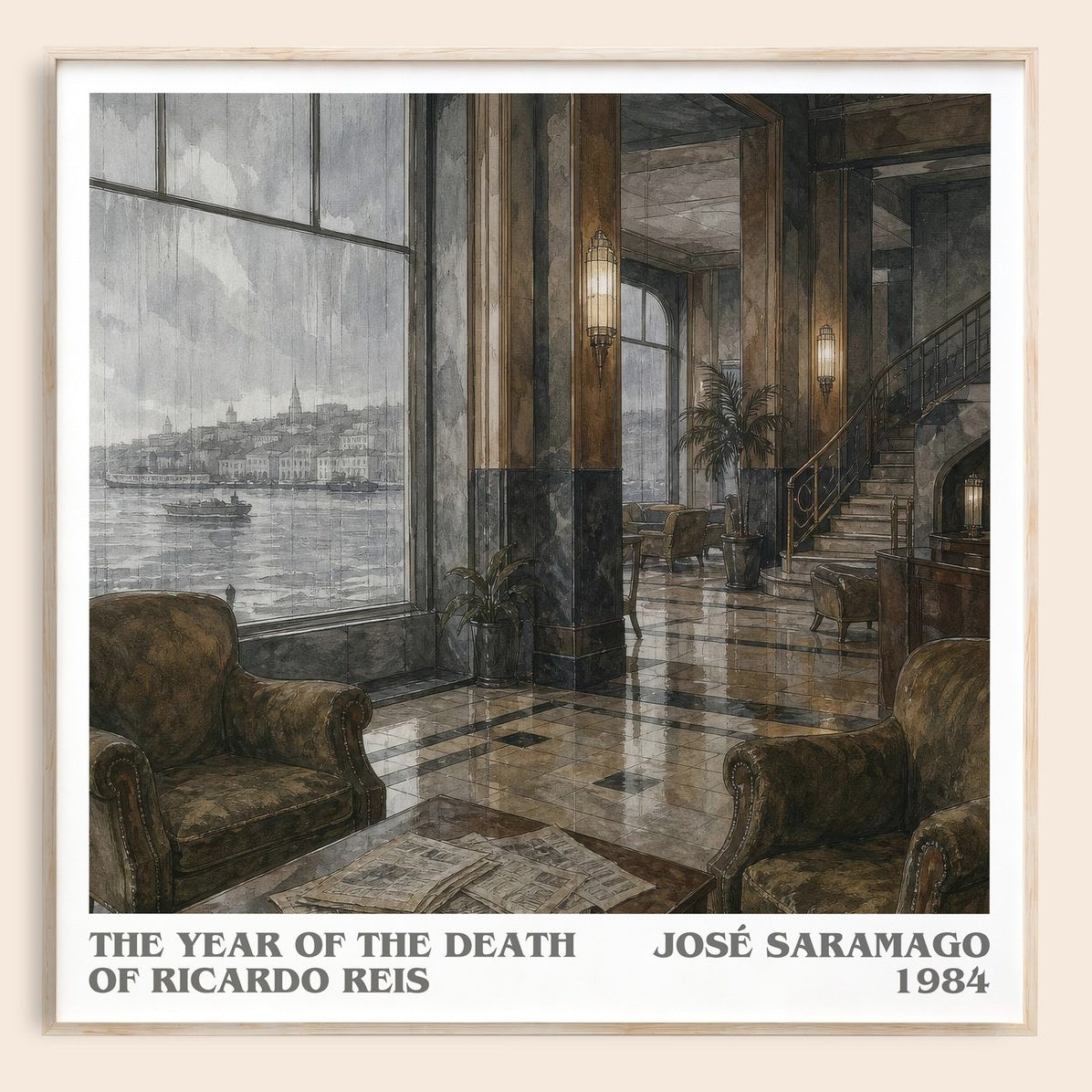 The Year of the Death of Ricardo Reis literary book poster by José Saramago – framed literary art print
