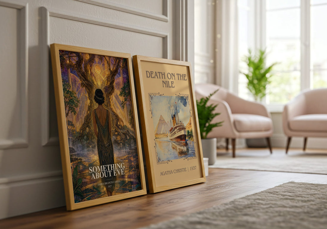 Something About Eve watercolour print framed by window – literary home decor