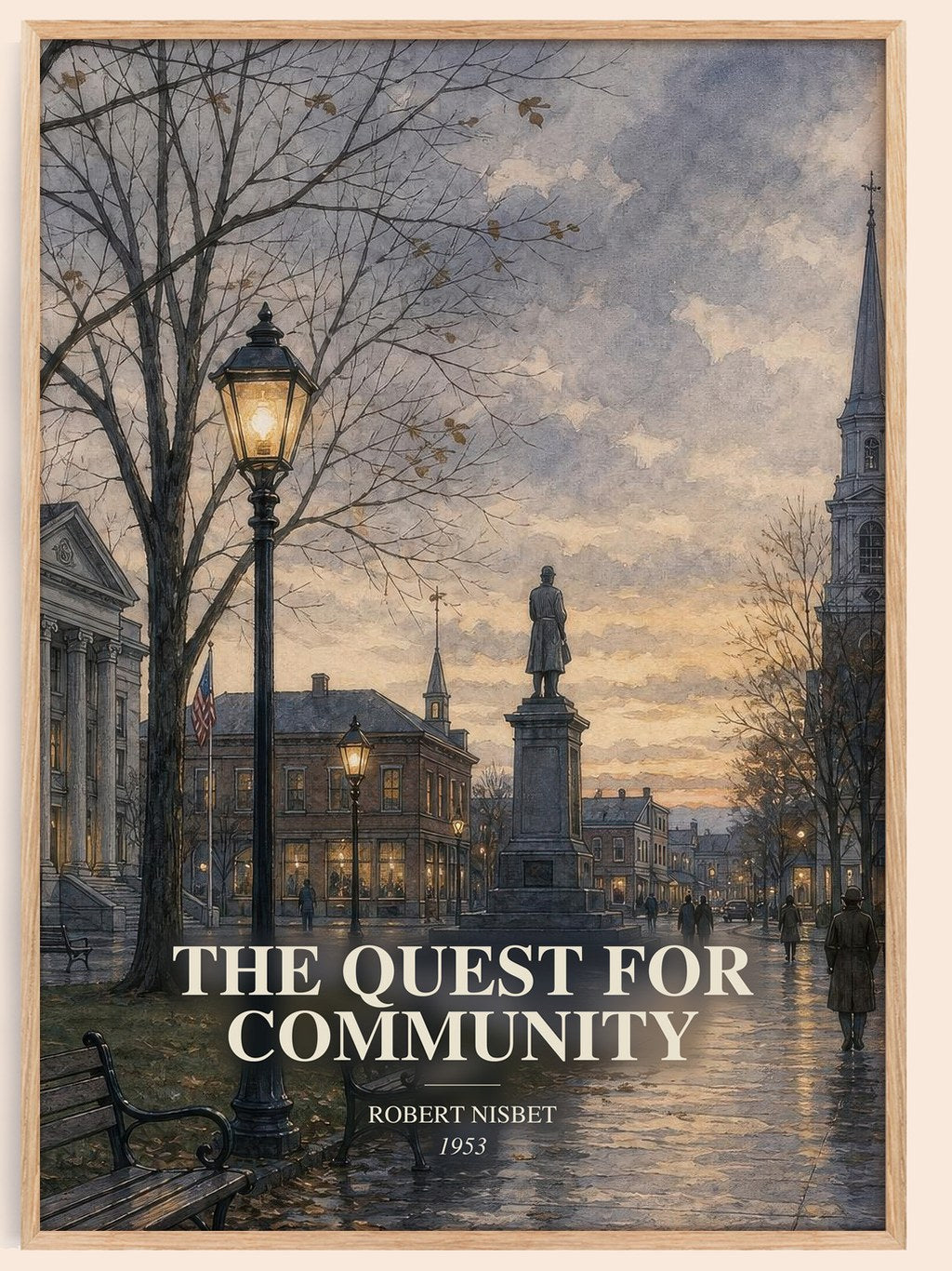 The Quest for Community watercolour book poster by Robert Nisbet – framed literary art print