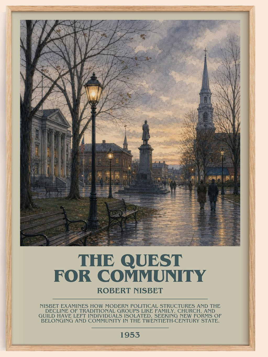 The Quest for Community bookish book poster by Robert Nisbet – framed literary art print
