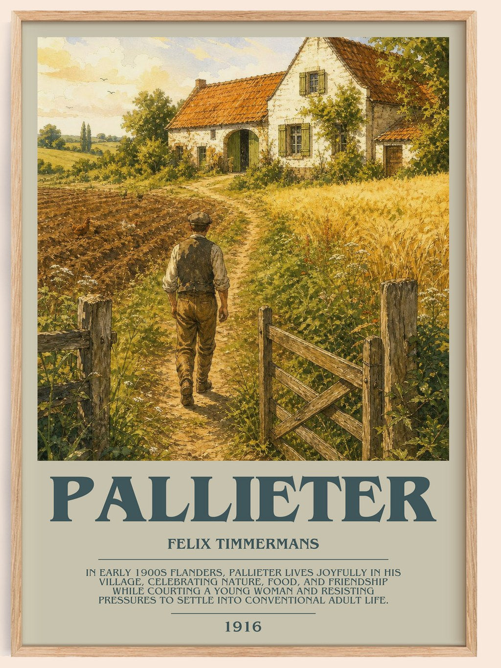 Pallieter bookish book poster by Felix Timmermans – framed literary art print