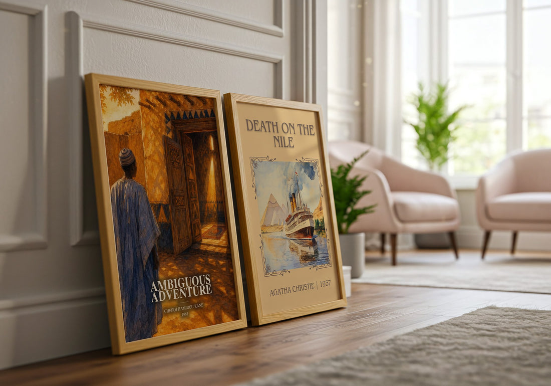 Ambiguous Adventure watercolour print framed by window – literary home decor