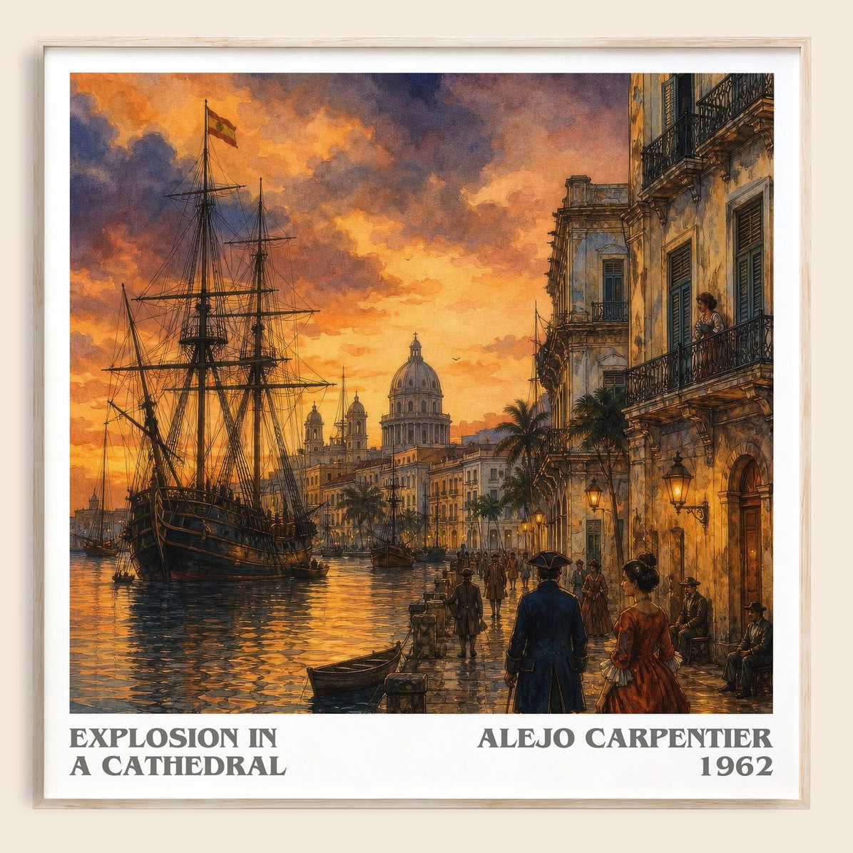 Explosion In A Cathedral literary book poster by Alejo Carpentier – framed literary art print