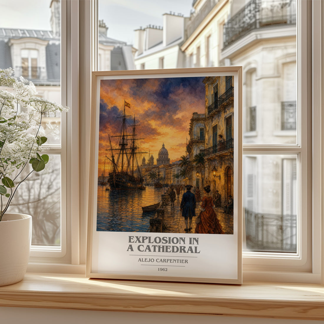 Explosion In A Cathedral book cover print in frame leaning in hallway – historical fiction wall art