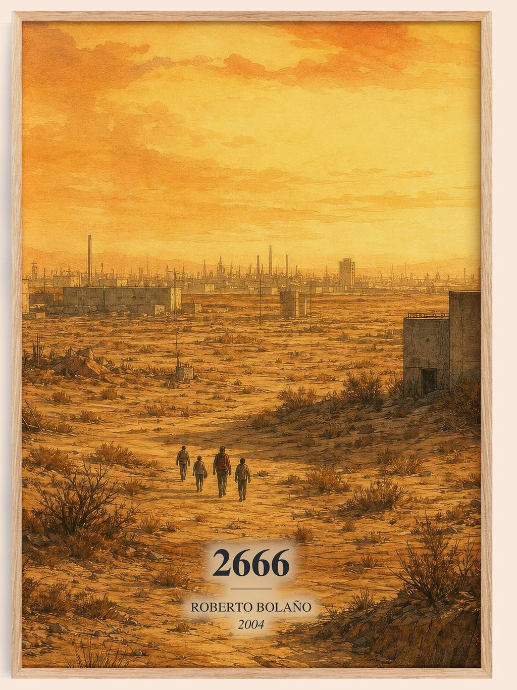 2666 watercolour book poster by Roberto Bolaño – framed literary art print