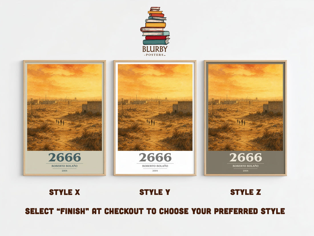 2666 book cover print framed by window – literary home decor