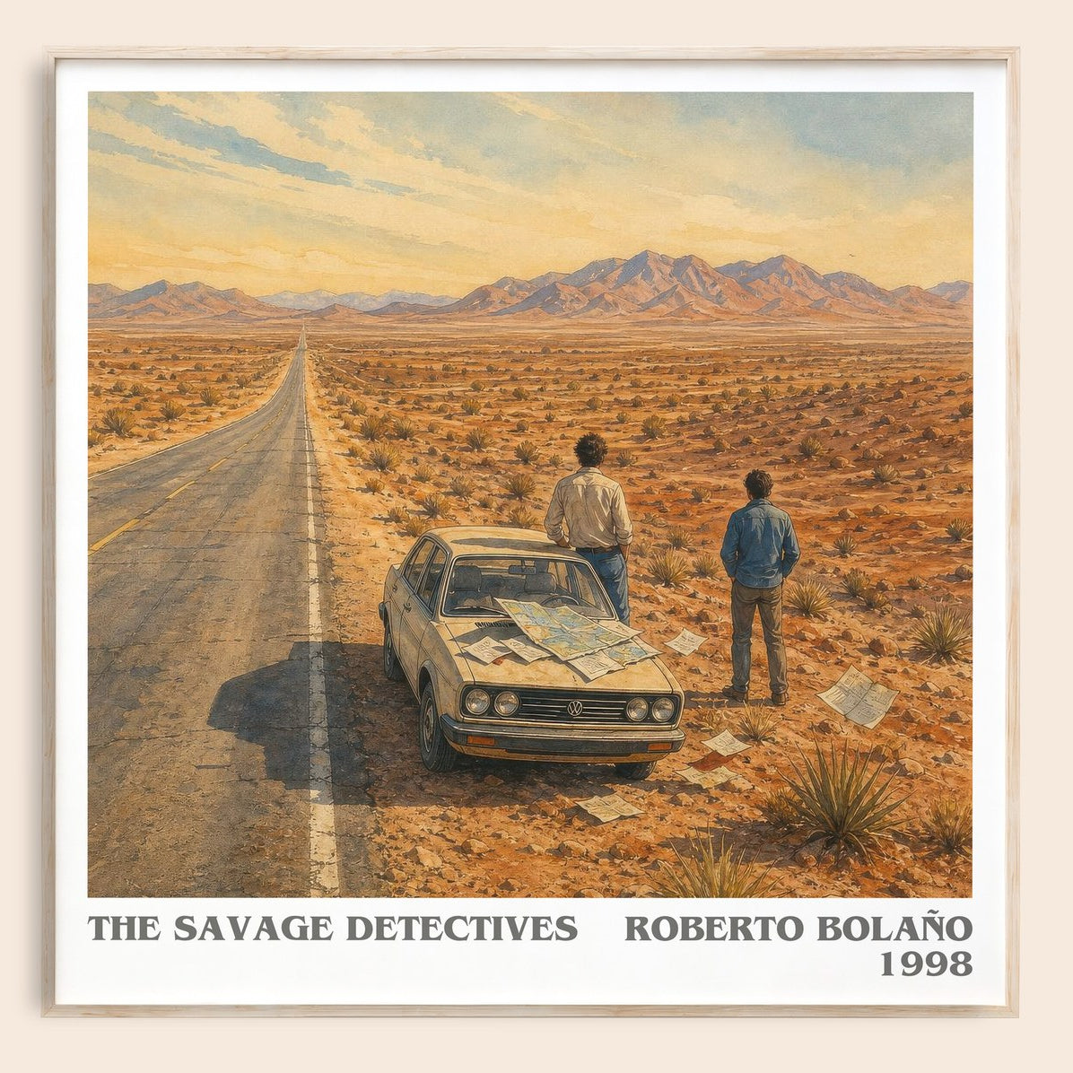 The Savage Detectives literary book poster by Roberto Bolaño – framed literary art print