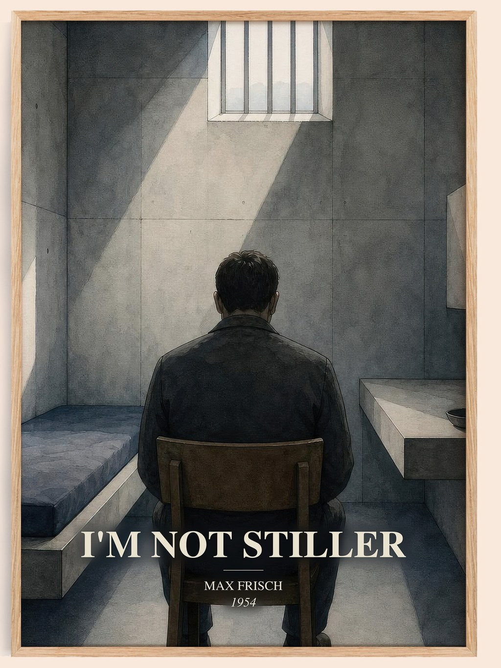I'm Not Stiller watercolour book poster by Max Frisch – framed literary art print