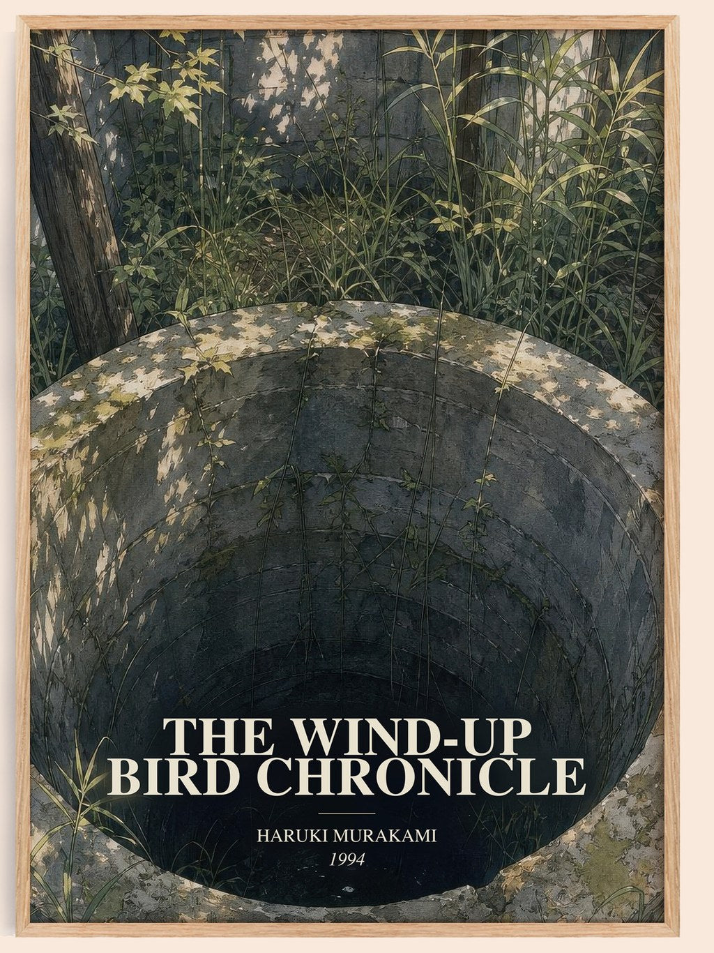 The Wind-Up Bird Chronicle watercolour book poster by Haruki Murakami – framed literary art print