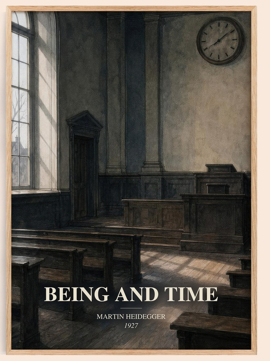 Being and Time watercolour book poster by Martin Heidegger – framed literary art print