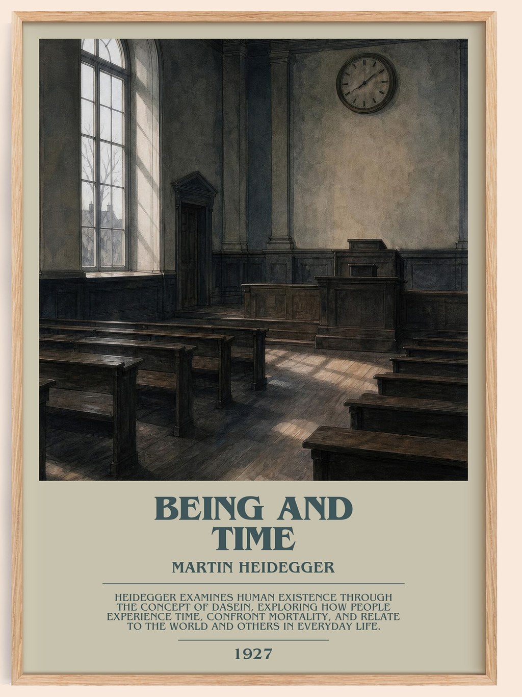 Being and Time bookish book poster by Martin Heidegger – framed literary art print