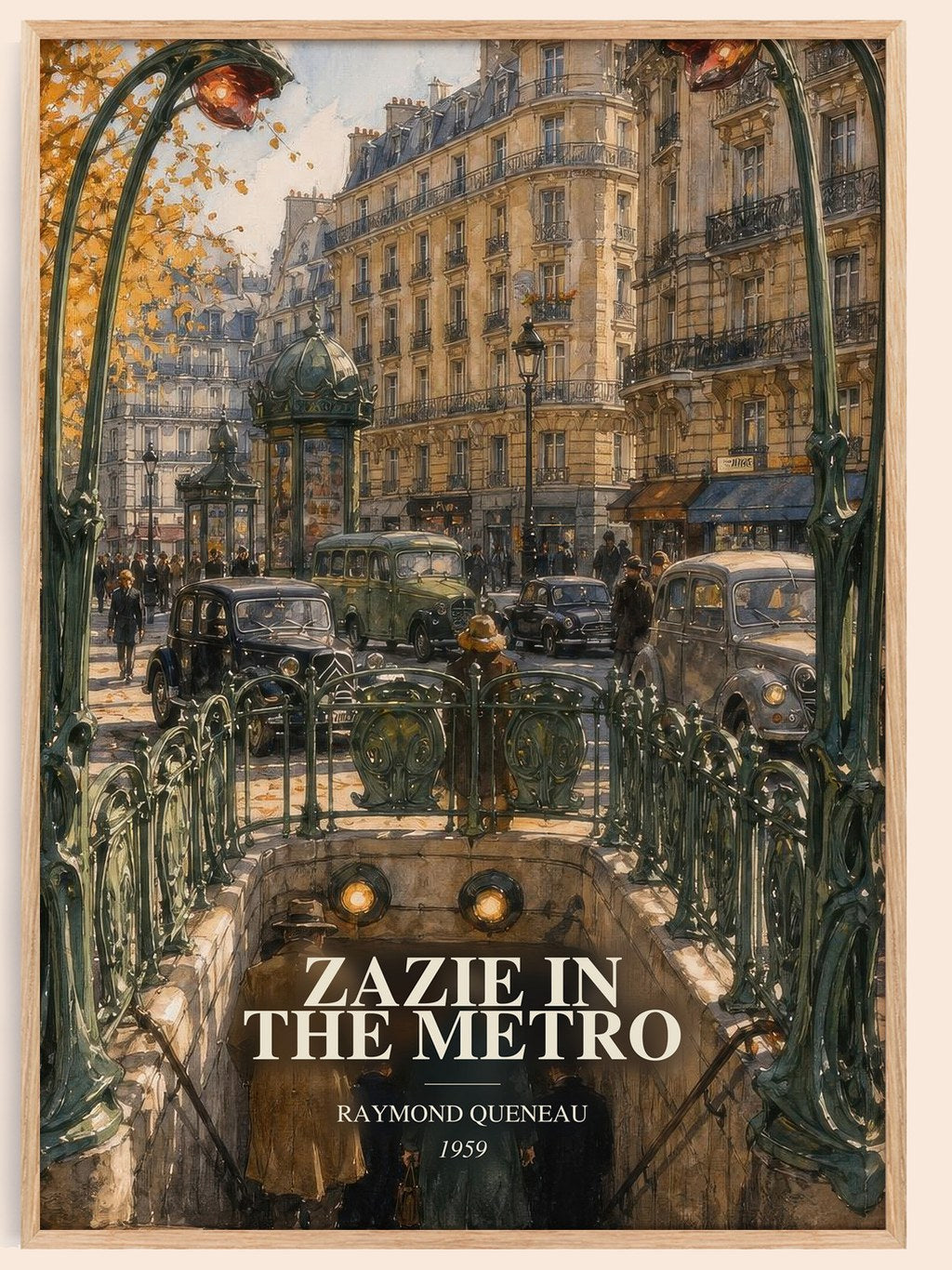 Zazie in the Metro watercolour book poster by Raymond Queneau – framed literary art print