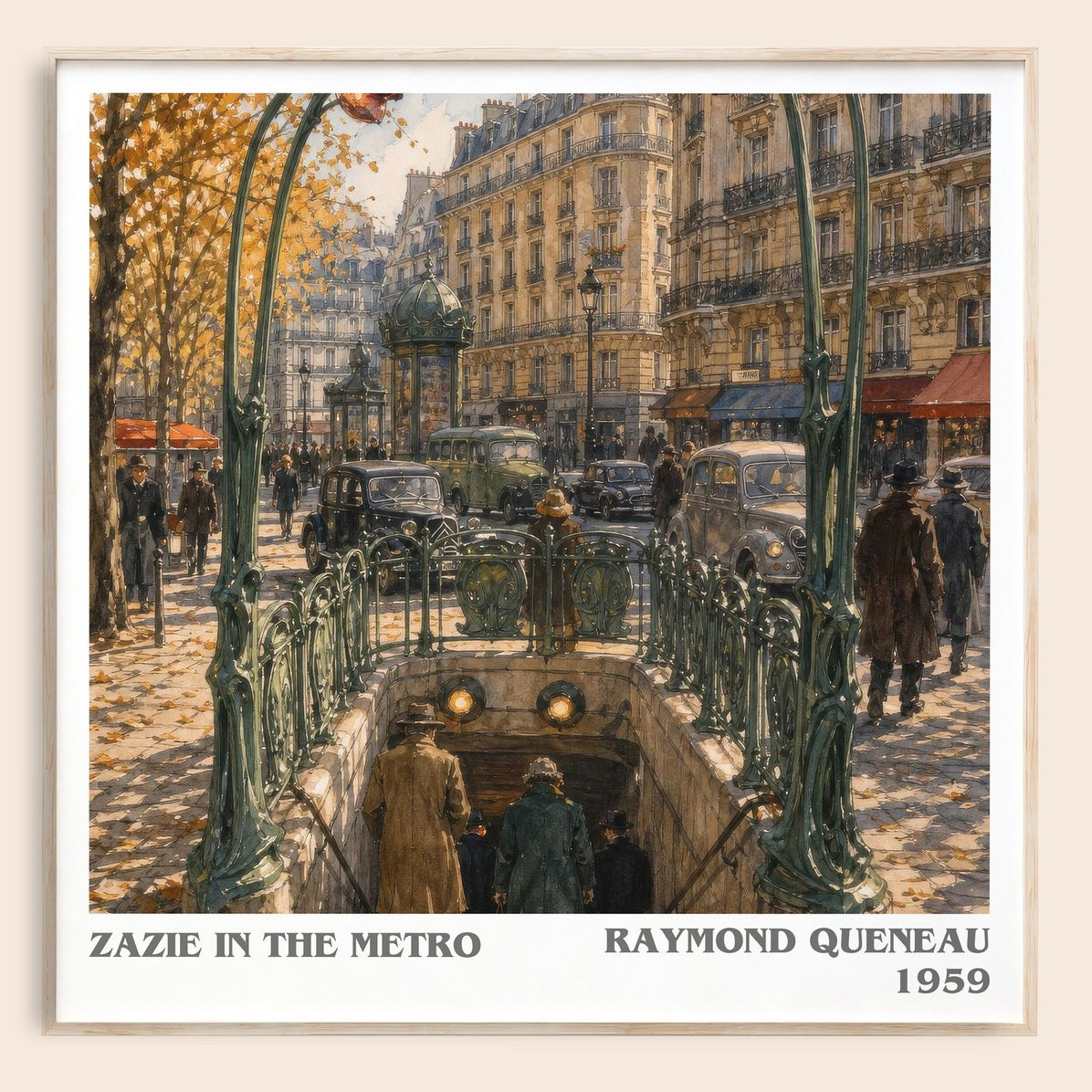 Zazie in the Metro literary book poster by Raymond Queneau – framed literary art print