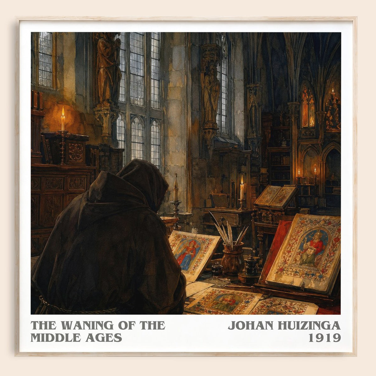 The Waning of the Middle Ages literary book poster by Johan Huizinga – framed literary art print