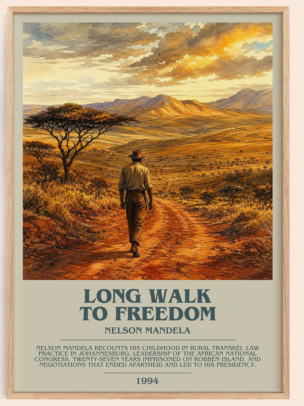 Long Walk To Freedom Bookish Wall Art by Nelson Mandela – framed poster