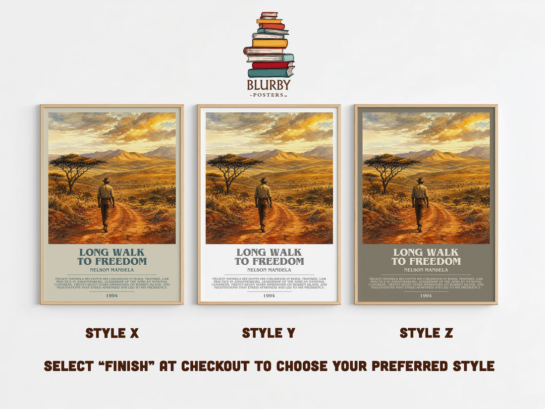 Long Walk To Freedom Bookish Wall Art by Nelson Mandela – Style X, Y and Z side by side – choose your finish