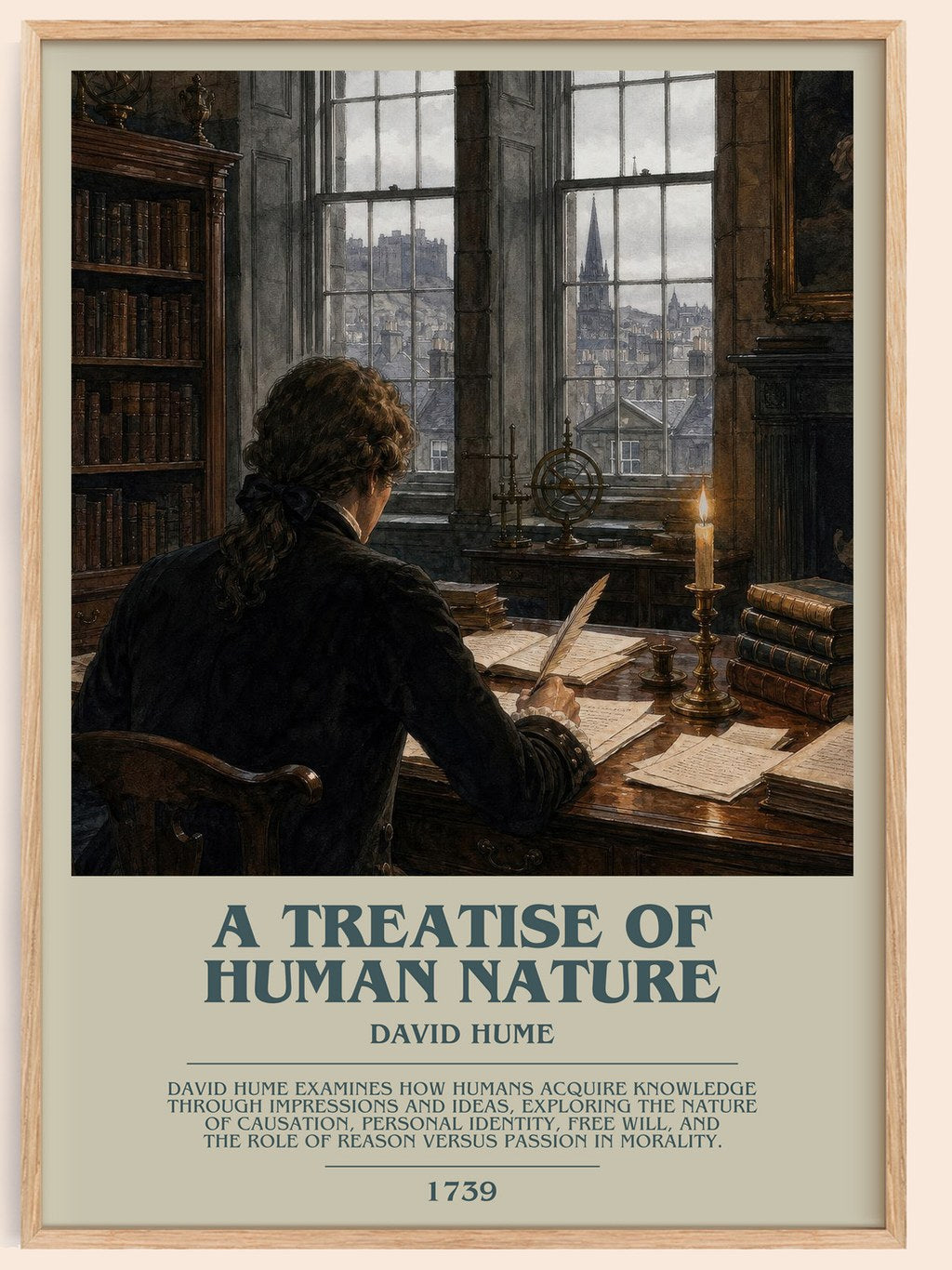 A Treatise of Human Nature bookish book poster by David Hume – framed literary art print