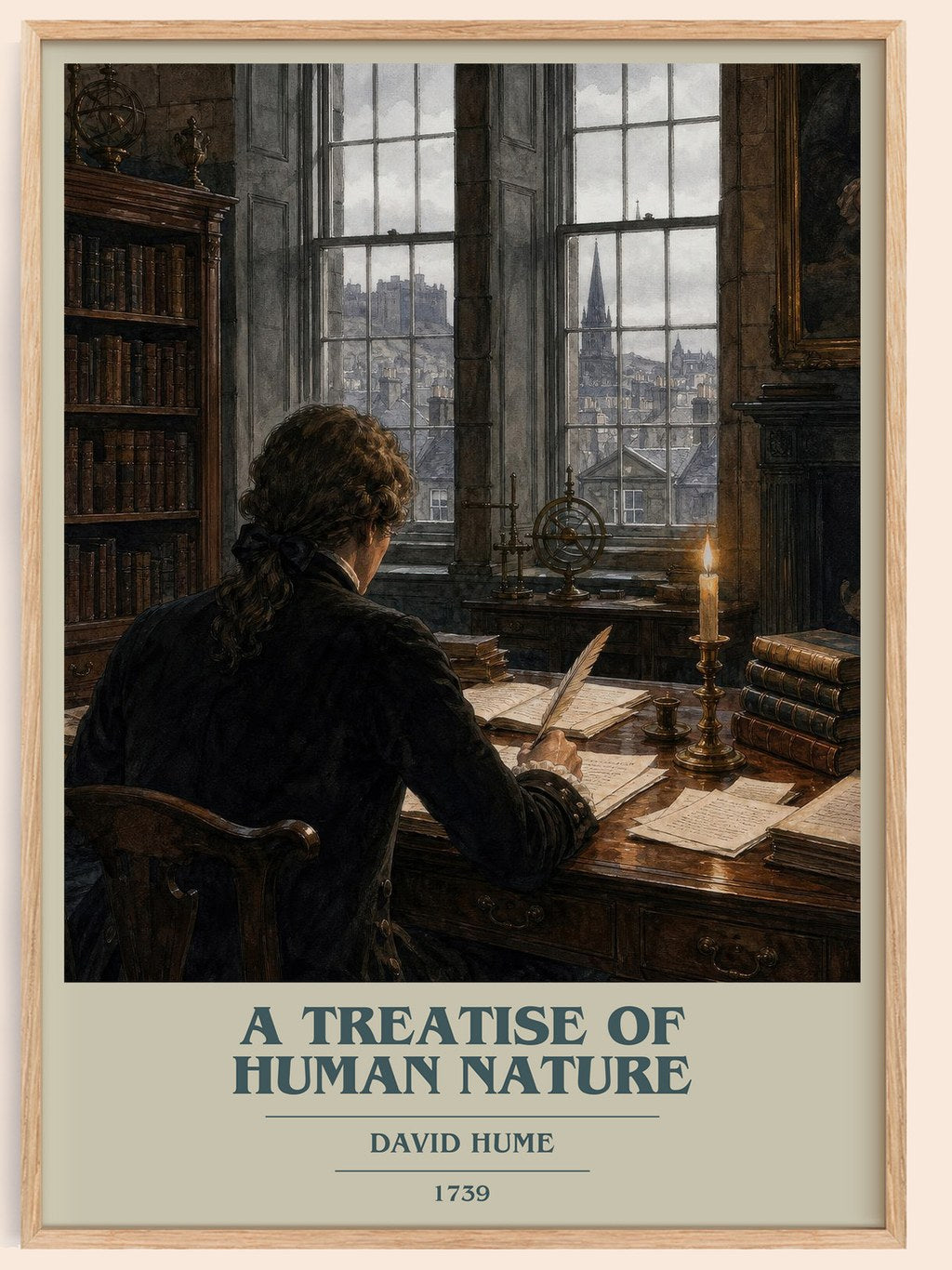 A Treatise of Human Nature book cover book poster by David Hume – framed literary art print