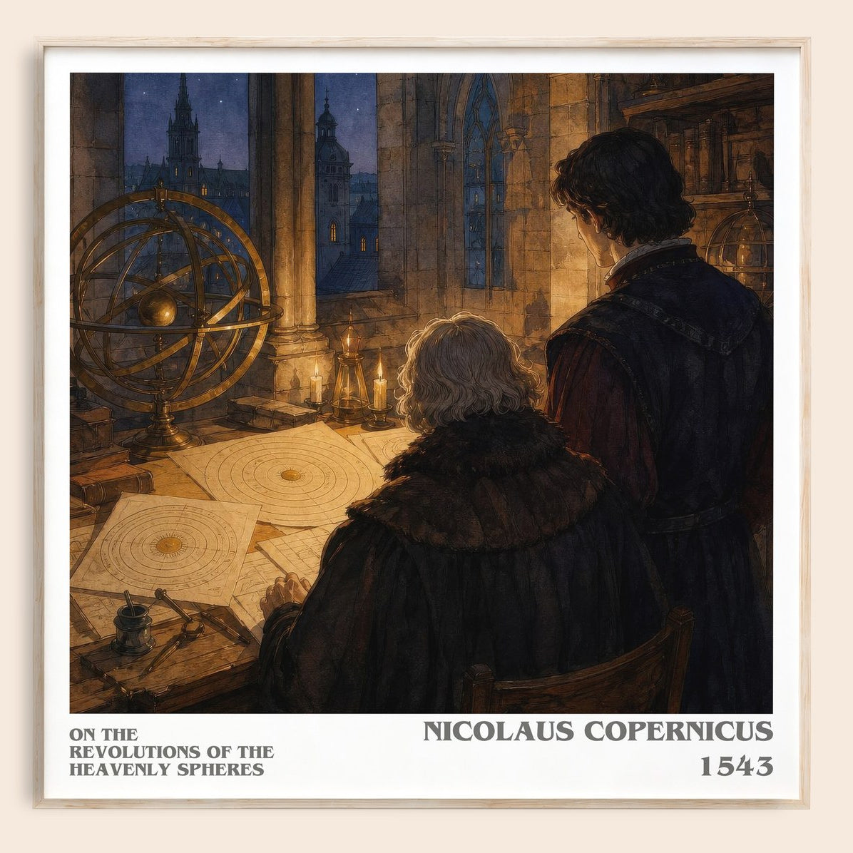On the Revolutions of the Heavenly Spheres literary book poster by Nicolaus Copernicus – framed literary art print