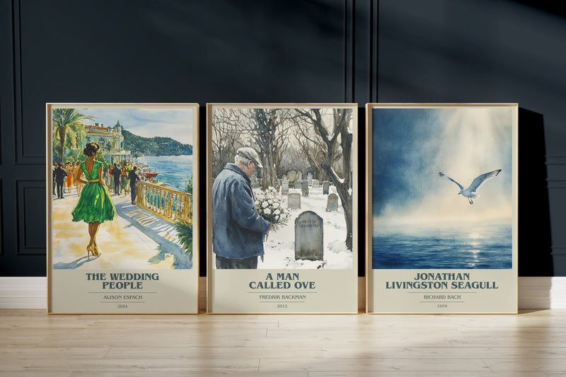 Contemporary Fiction: The Wedding People, A Man Called Ove, Jonathan Livingston Seagull framed art prints