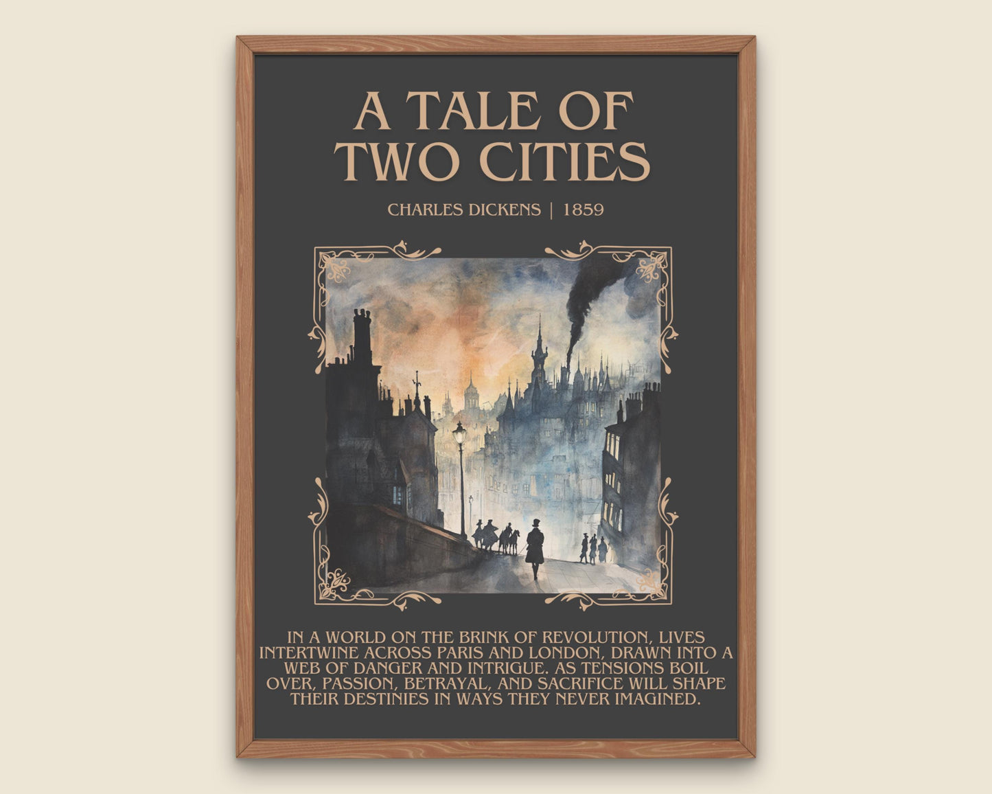 A Tale of Two Cities by Charles Dickens Descriptive, High Quality Poster Print. Fast, Free Delivery Wall Art. Author and Blurb Book Artwork