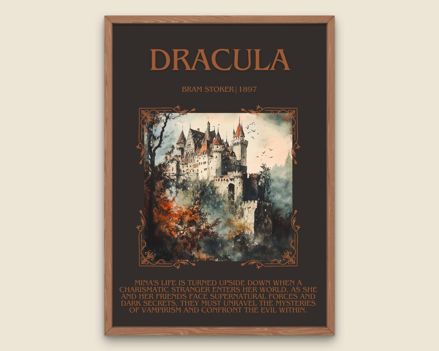 Dracula by Bram Stoker Descriptive, High Quality Poster Print. Fast, Free Delivery Wall Art. Author, Title and Blurb Book/Novel Artwork