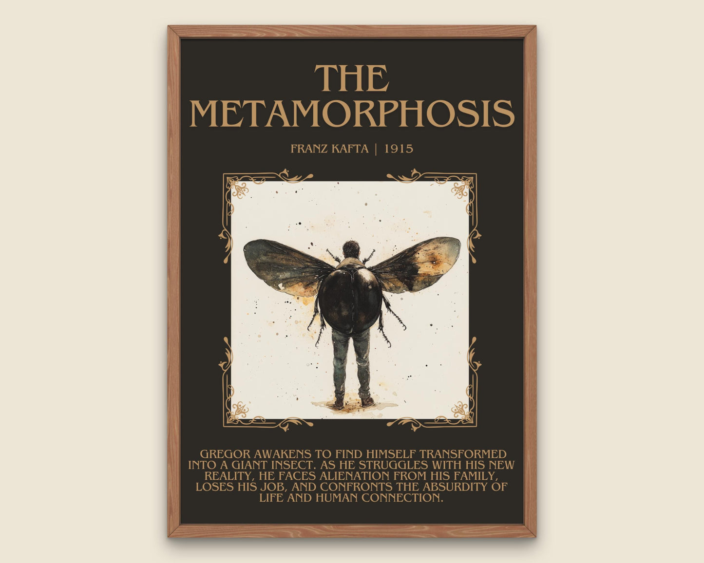 The Metamorphosis by Franz Kafka Descriptive, High Quality Poster Print. Fast, Free Delivery Wall Art. Author and Blurb Book/Novel Artwork