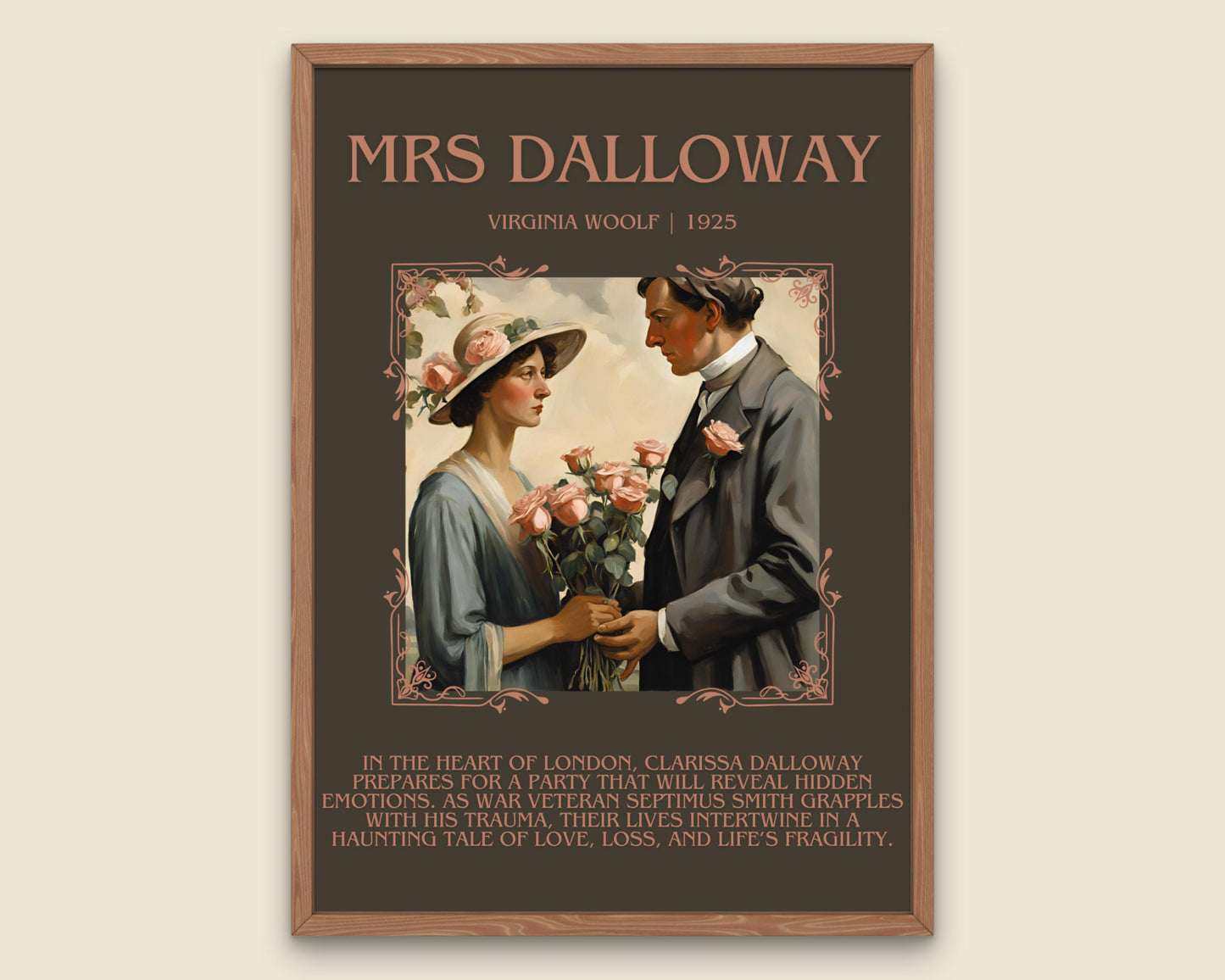 Mrs Dalloway by Virginia Woolf Descriptive, High Quality Poster Print. Fast, Free Delivery Wall Art. Author and Blurb Book/Novel Artwork