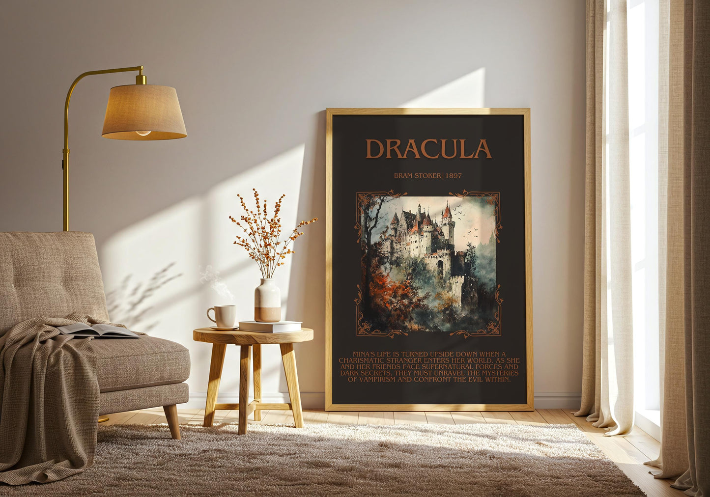 Dracula by Bram Stoker Descriptive, High Quality Poster Print. Fast, Free Delivery Wall Art. Author, Title and Blurb Book/Novel Artwork