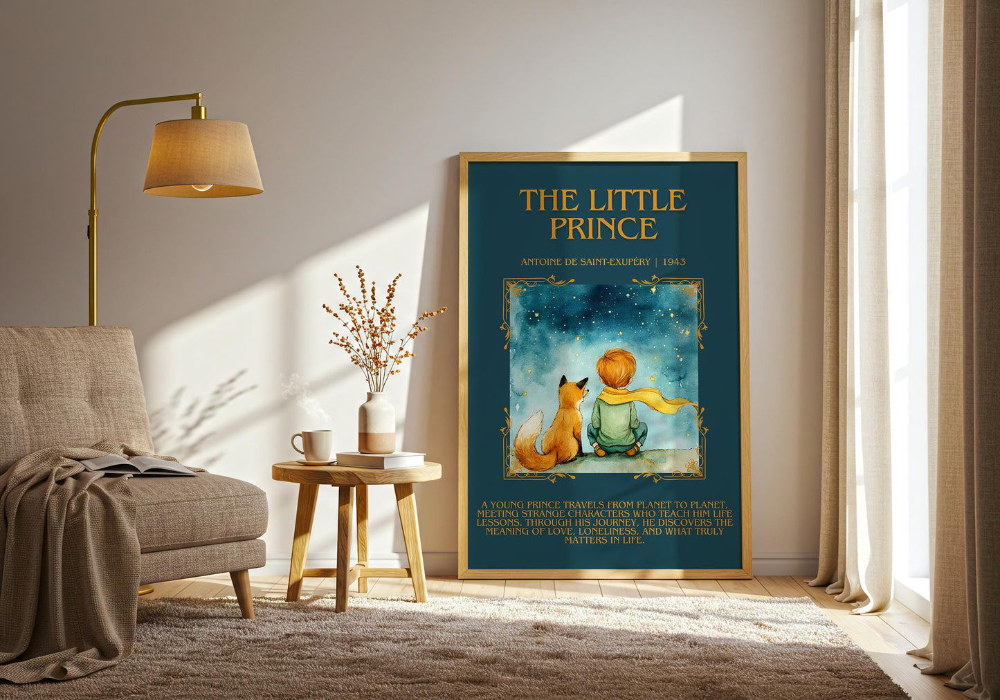 The Little Prince by Antoine de Saint-Exupéry Descriptive, High Quality Poster. Fast, Free Delivery Wall Art. Author and Blurb Book Artwork