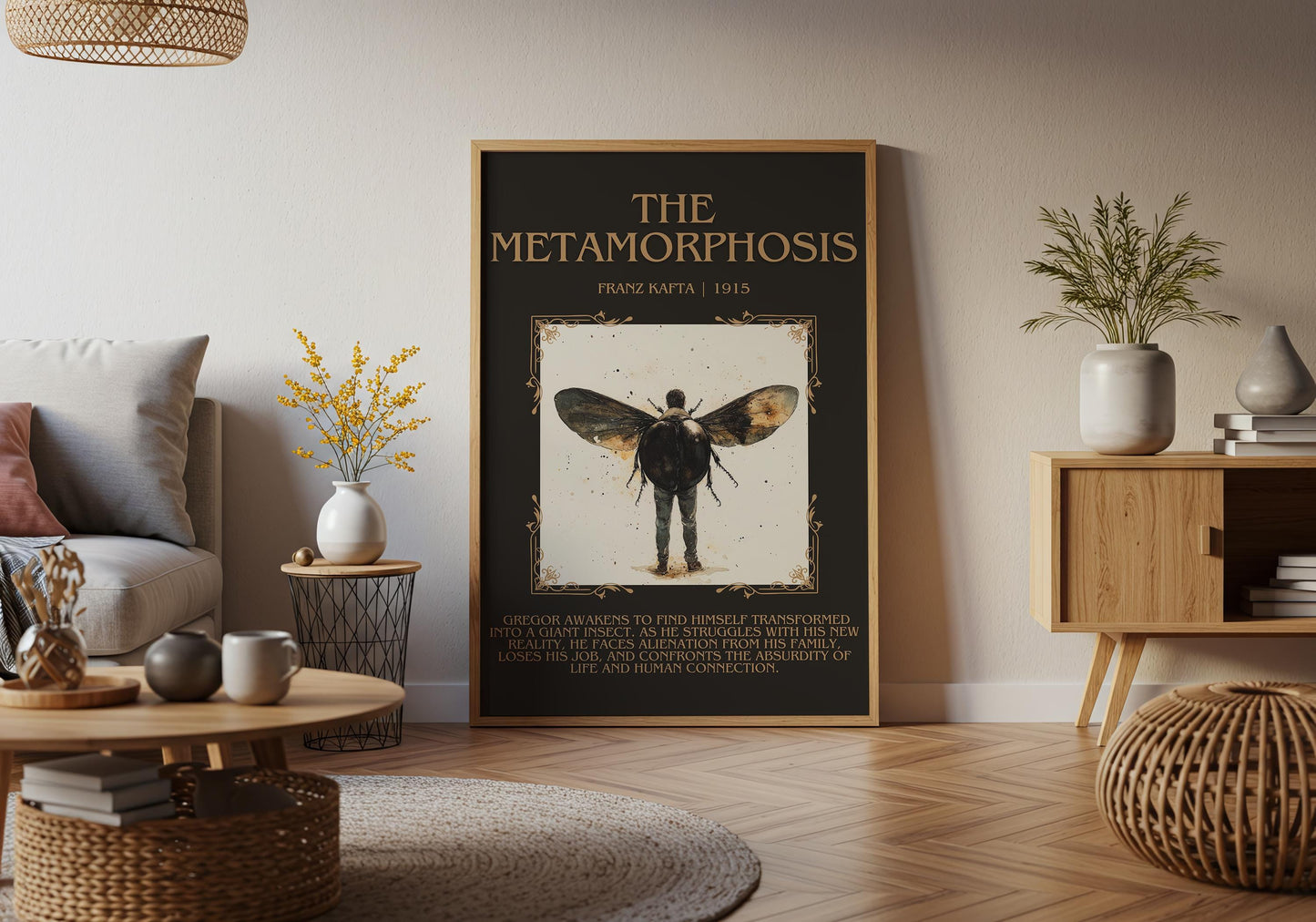 The Metamorphosis by Franz Kafka Descriptive, High Quality Poster Print. Fast, Free Delivery Wall Art. Author and Blurb Book/Novel Artwork