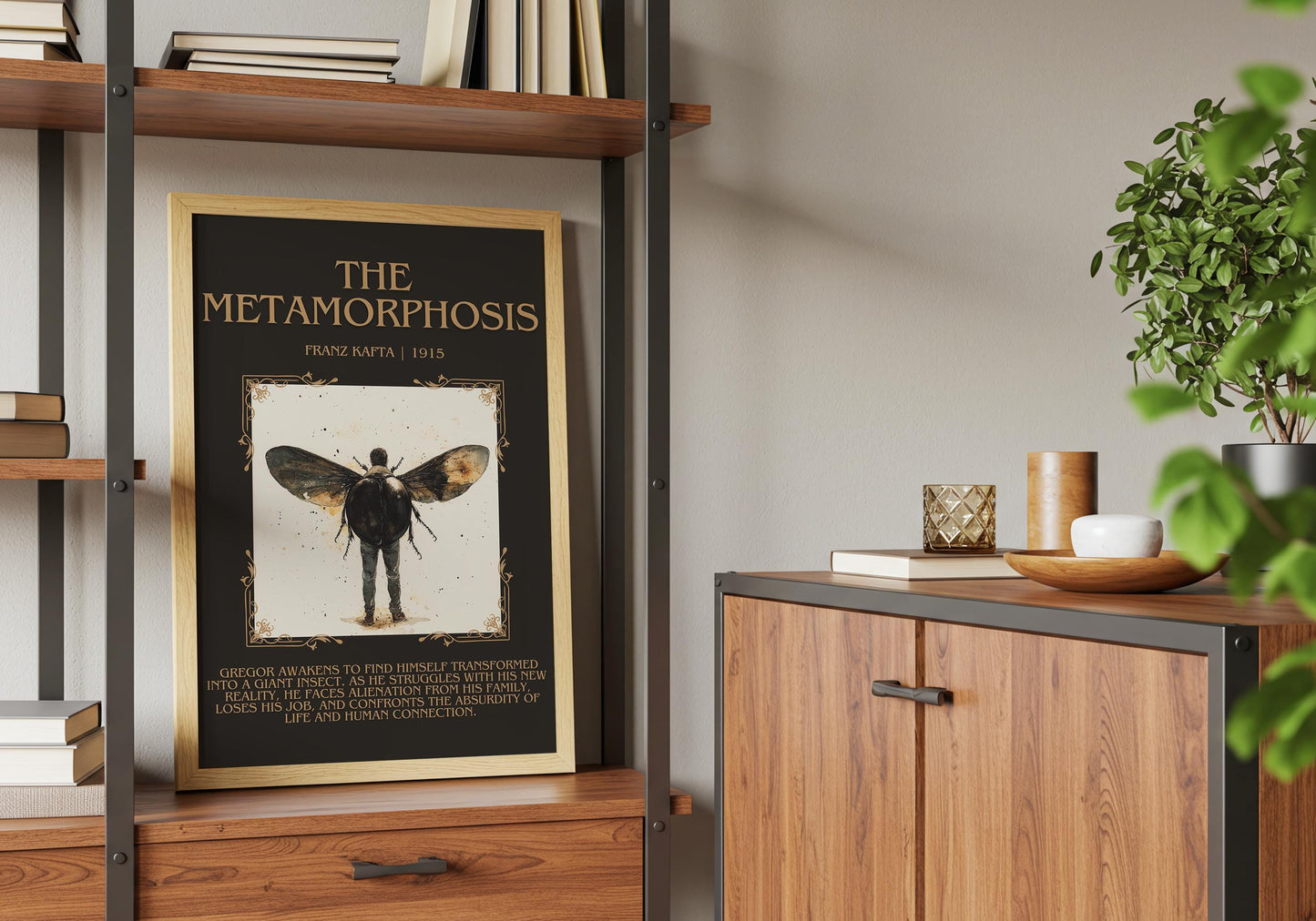 The Metamorphosis by Franz Kafka Descriptive, High Quality Poster Print. Fast, Free Delivery Wall Art. Author and Blurb Book/Novel Artwork