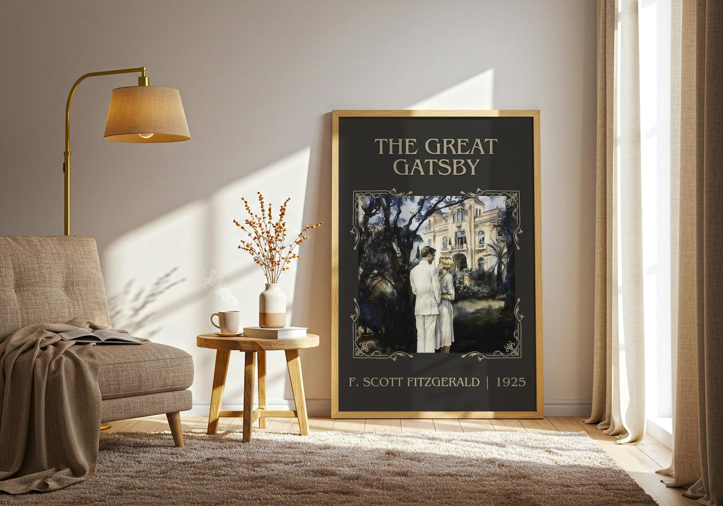 The Great Gatsby by F. Scott Fitzgerald High Quality Poster Print. Fast, Free Delivery Wall Art. Author and Blurb Book Artwork