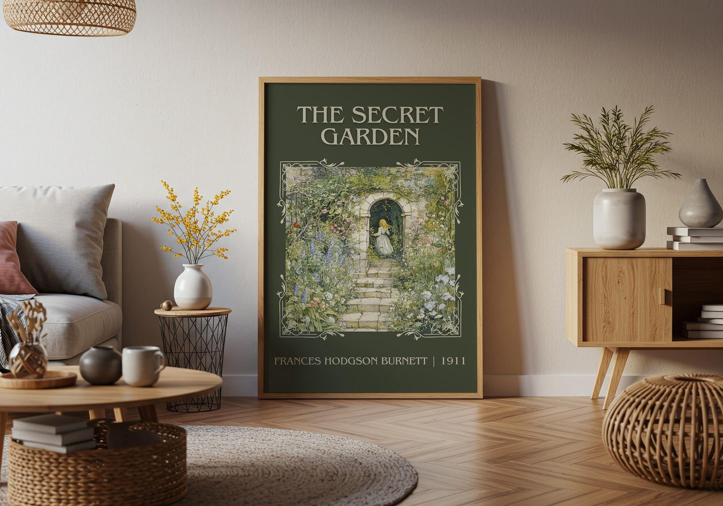 The Secret Garden by Frances Hodgson Burnett High Quality Poster Print. Free Delivery Wall Art. Author and Blurb Book/Novel Minimalist Art