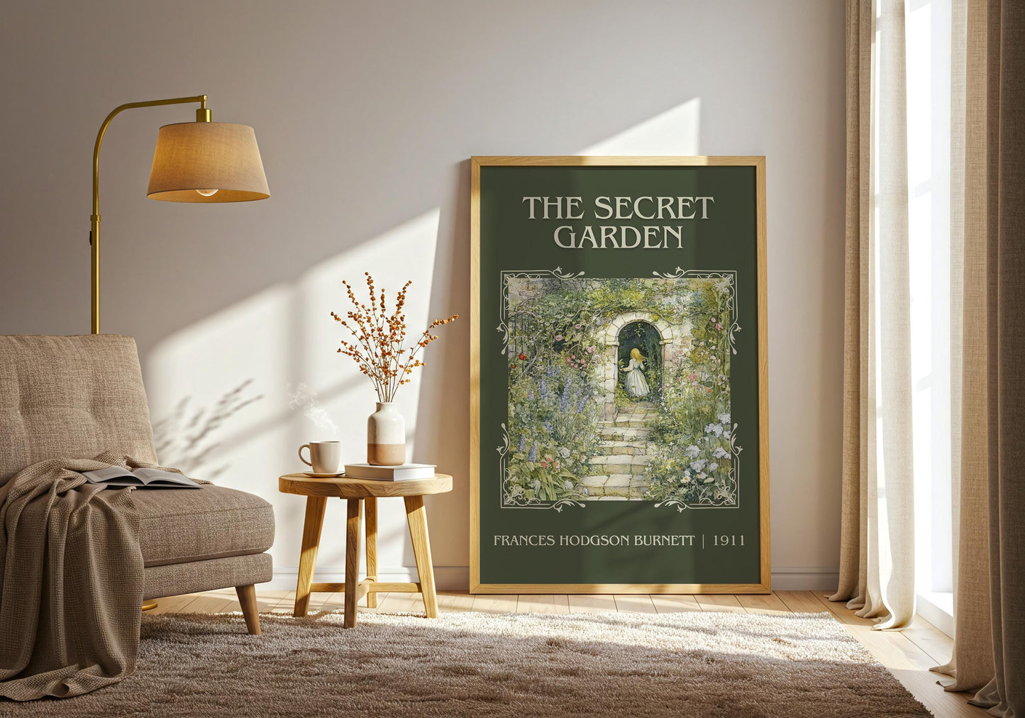 The Secret Garden by Frances Hodgson Burnett High Quality Poster Print. Free Delivery Wall Art. Author and Blurb Book/Novel Minimalist Art