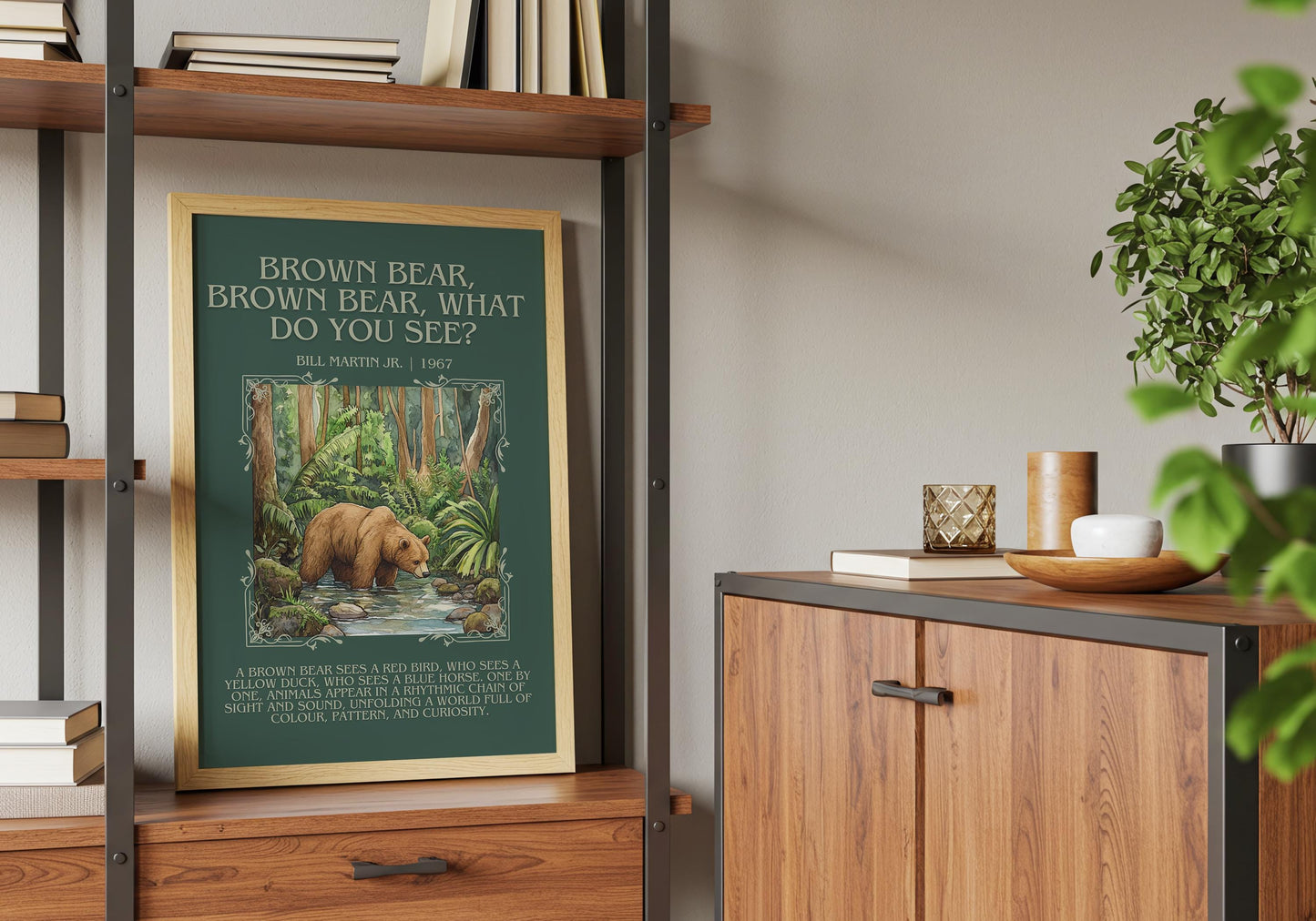 Brown Bear, Brown Bear, What Do You See? By Bill Martin Jr Descriptive, High Quality Poster. Author and Blurb Book Wall Art. Free Delivery