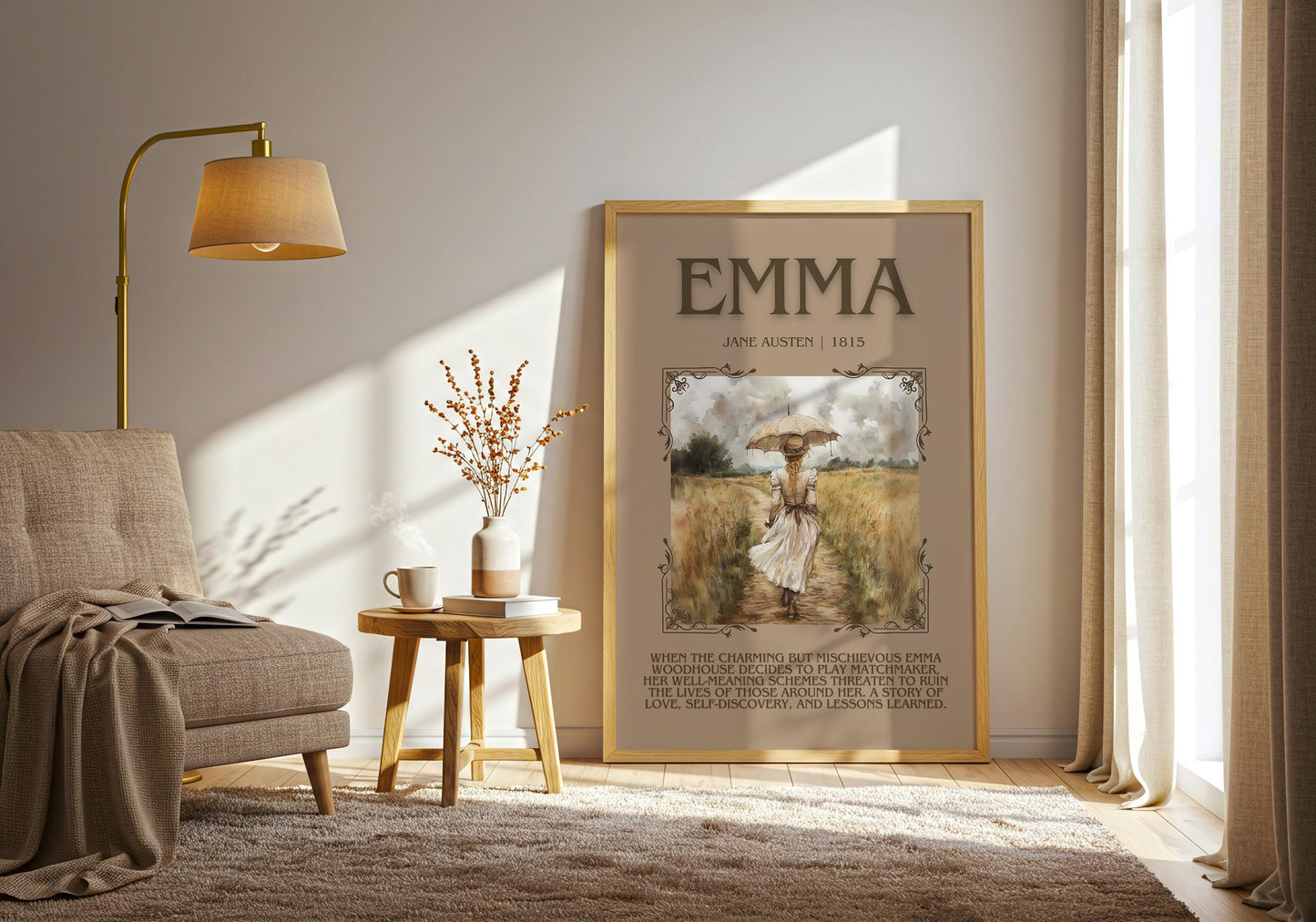Emma by Jane Austen Descriptive,High Quality Poster. Free Delivery Wall Art. Author and Blurb Book Artwork. Book Summary Gift Present