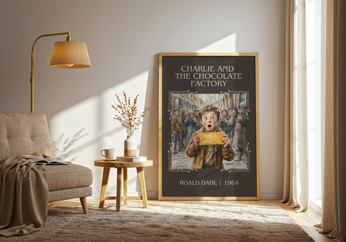 Charlie and The Chocolate Factory by Roald Dahl High Quality Poster Print. Free Delivery Wall Art. Author Book / Novel Artwork Gift Present