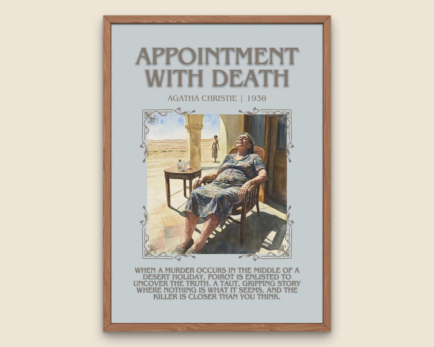 Appointment With Death by Agatha Christie Descriptive, High Quality Poster Print. Free Delivery Wall Art. Author and Blurb Book Artwork