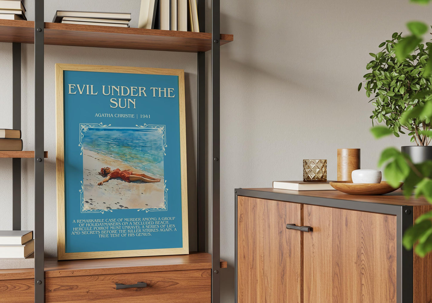 Evil Under The Sun by Agatha Christie Descriptive, High Quality Poster Print. Free Delivery Wall Art. Author and Blurb Book Artwork