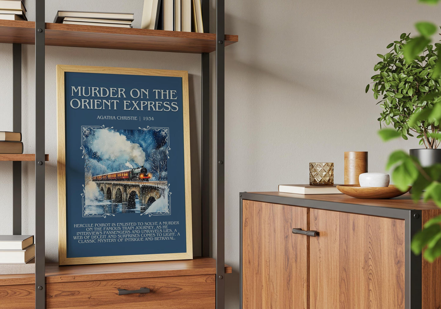 Murder On The Orient Express by Agatha Christie Descriptive, High Quality Poster Print. Free Delivery Wall Art.Author and Blurb Book Artwork