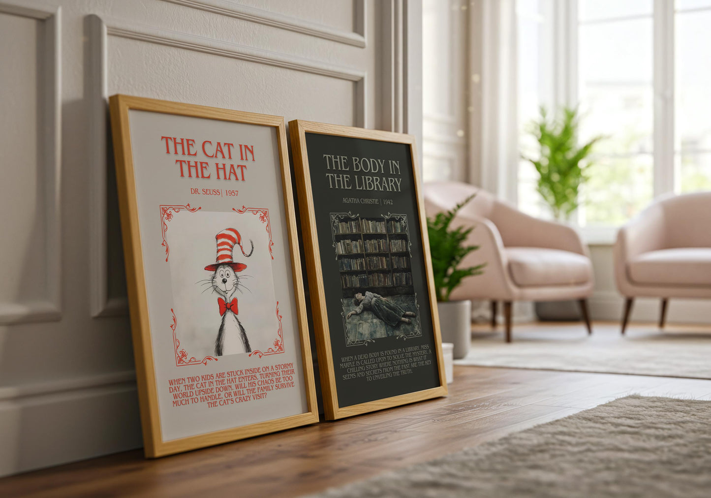 The Body In The Library by Agatha Christie Descriptive, High Quality Poster Print. Free Delivery Wall Art.Author and Blurb Book Artwork
