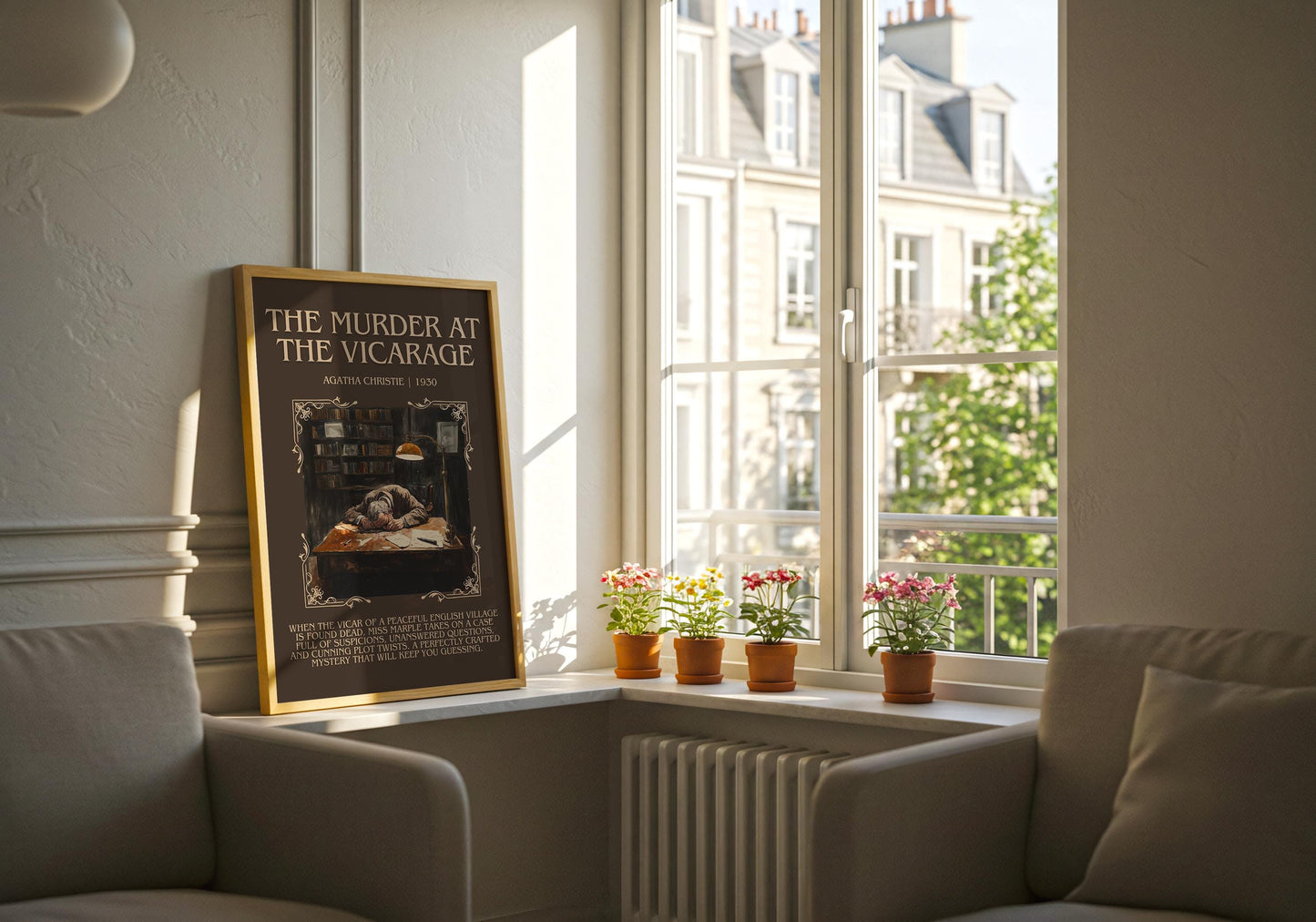 The Murder At The Vicarage by Agatha Christie Descriptive, High Quality Poster Print. Free Delivery Wall Art.Author and Blurb Book Artwork