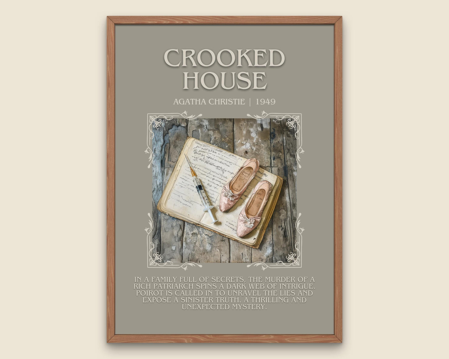 Crooked House by Agatha Christie Descriptive, High Quality Poster Print. Free Delivery Wall Art.Author and Blurb Book Artwork