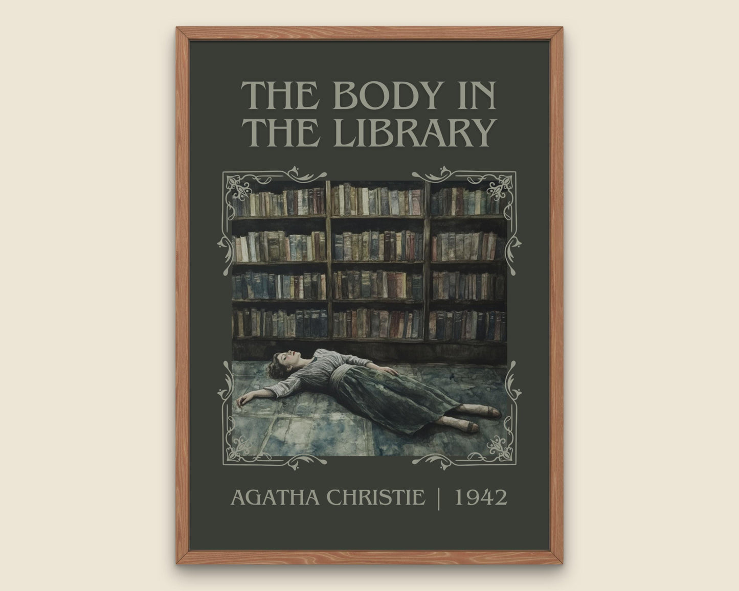The Body In The Library by Agatha Christie High Quality Poster Print. Free Delivery Wall Art. Author & Blurb Book/Novel Minimalist Art.